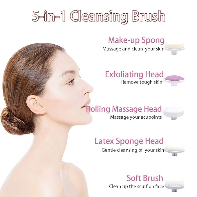 5-in-1 Electric Facial Cleansing Brush | Deep Face Cleanser