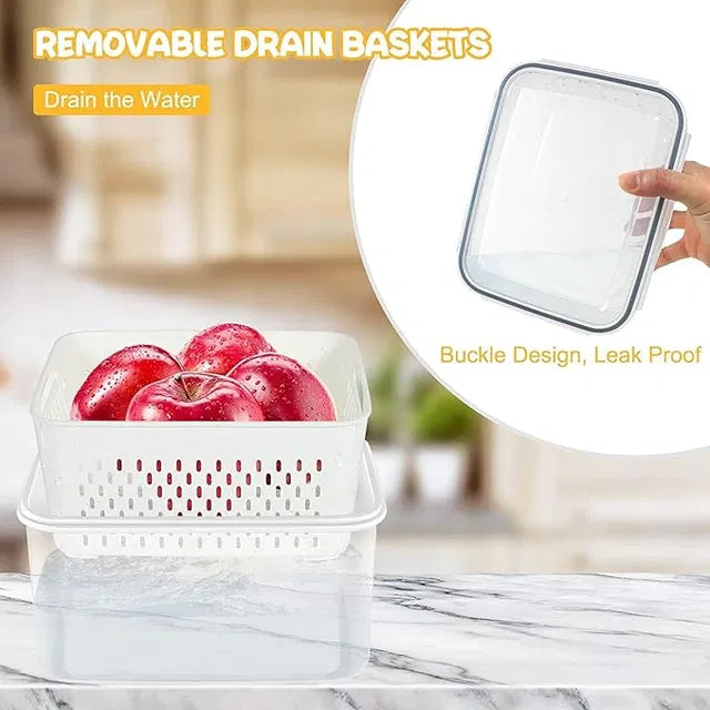 Refrigerator Storage Containers Boxes with Airtight Lid Pack of 4