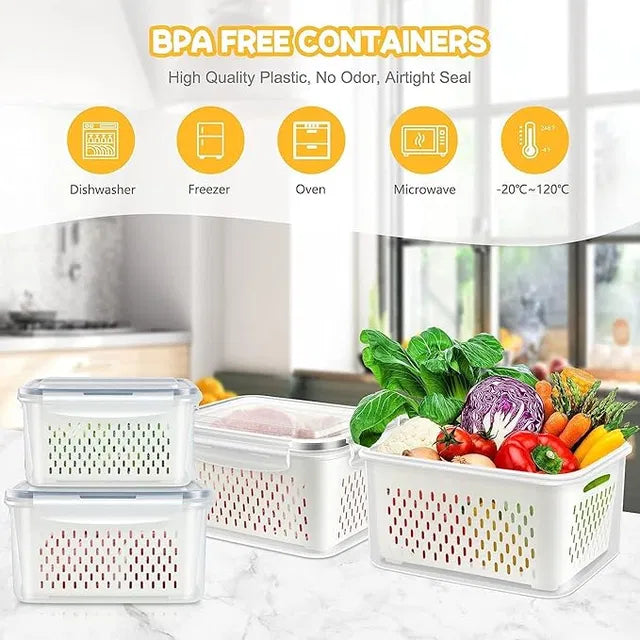 Refrigerator Storage Containers Boxes with Airtight Lid Pack of 4