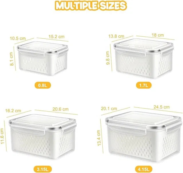 Refrigerator Storage Containers Boxes with Airtight Lid Pack of 4